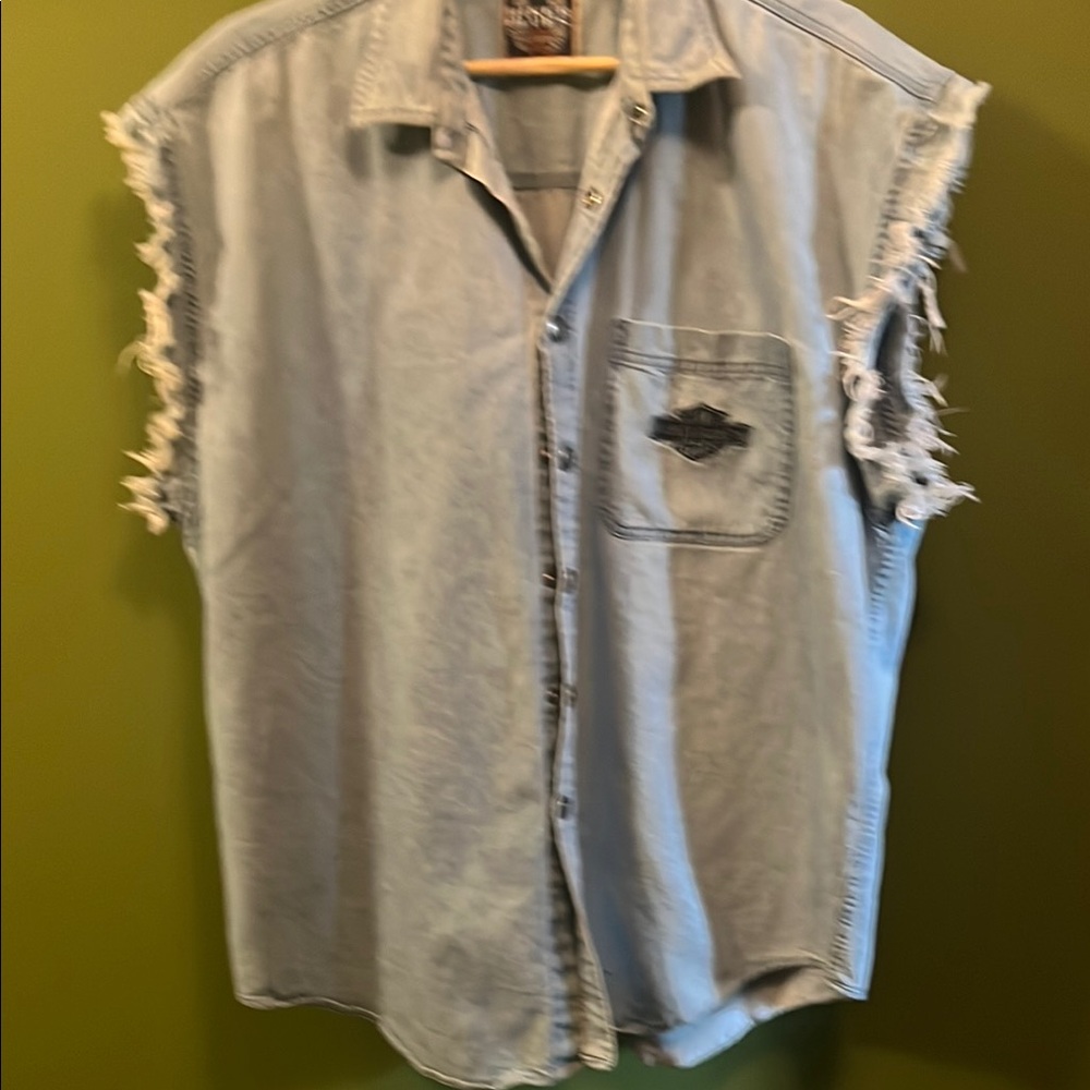 Harley-Davidson Distressed Denim Sleeveless Shirt